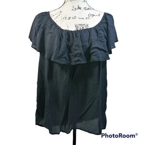 Hudson Harper Black Ruffled Off Shoulder Flowy Blouse 1X